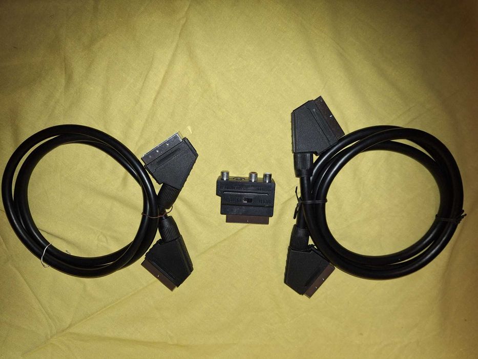 Set  cabluri euroscart si mufa adaptor euroscart RCA si Svideo