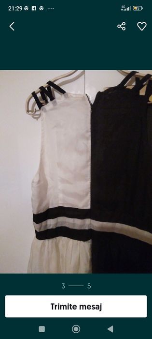 Rochie lungă elegantă alb negru mar L