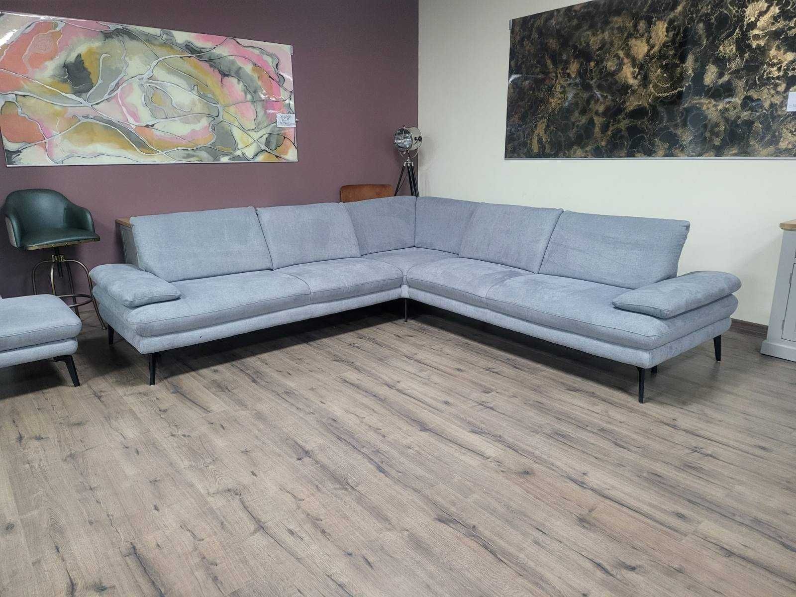 Сив ъглов диван от плат и табуретка Dieter Knoll ZE-EM20075