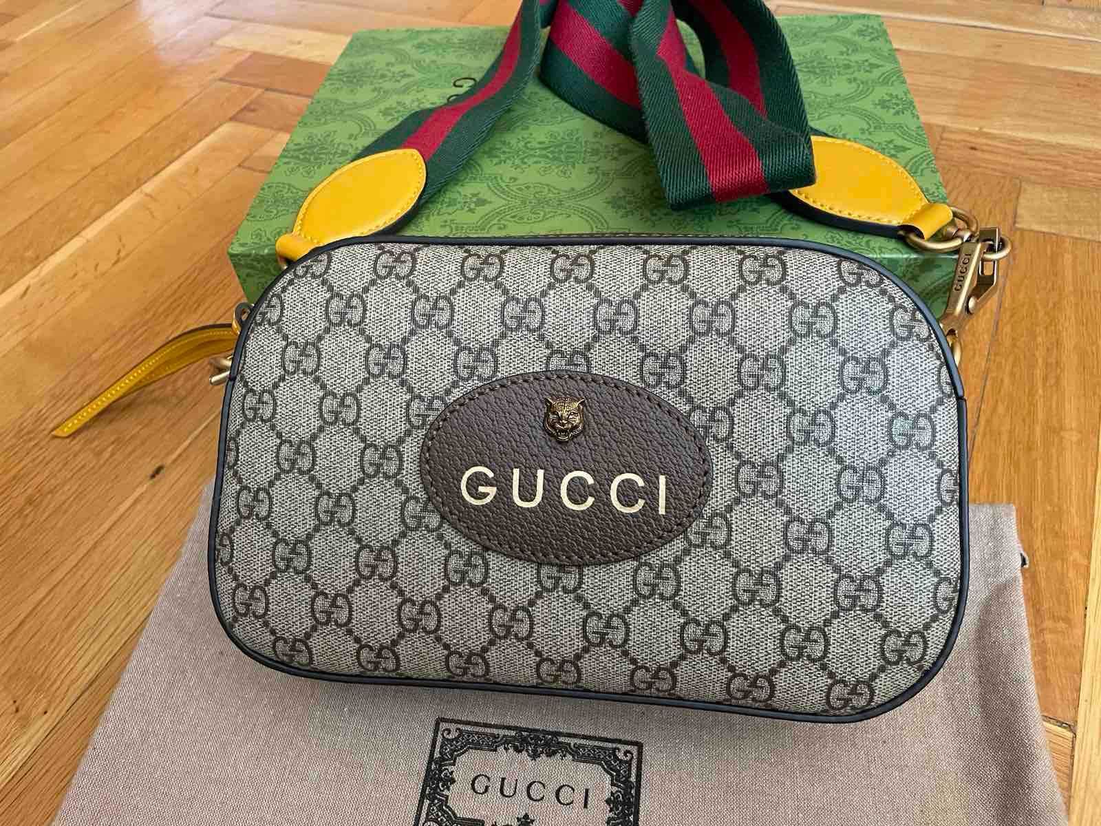 Чанта Gucci Гучи Marmont Neo Vintage Tiger Head Canvas Златно GG лого