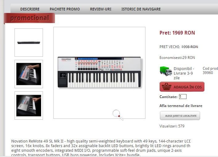 Novation 49SL Mk2 49-Key USB Keyboard IMPECABIL