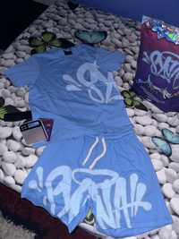 syna world tracksuit blue short and t shirt