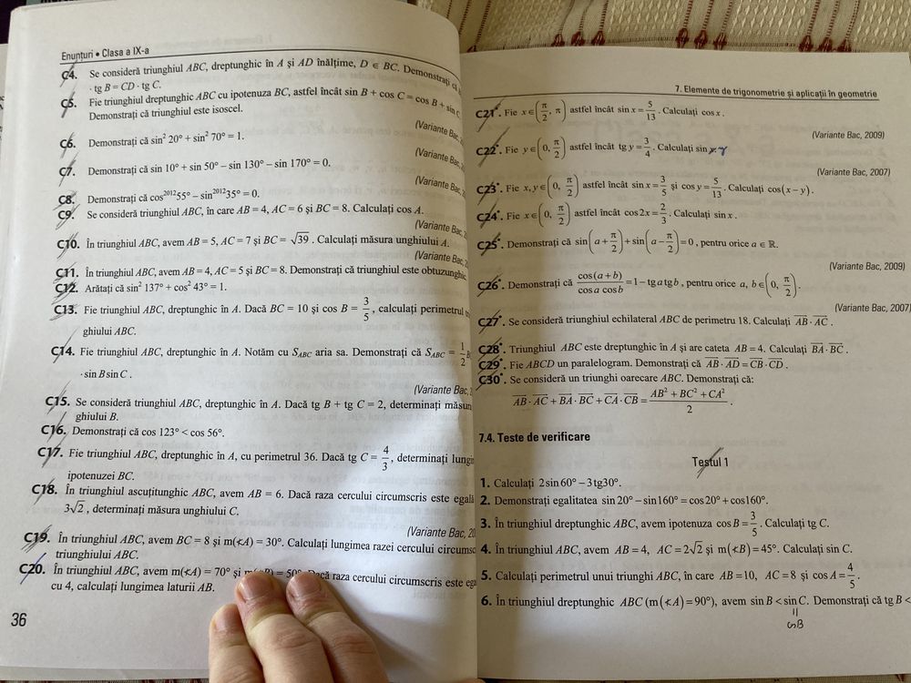 Culegeri si manual matematică liceu, profil real