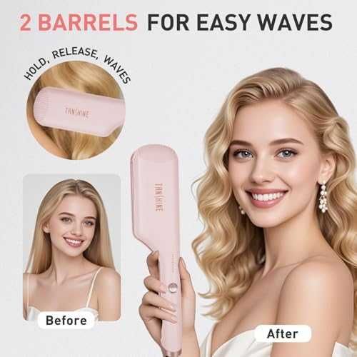 Нова Вълнообразна маша за коса 32мм с керамика, 5 нива загряване 30сек