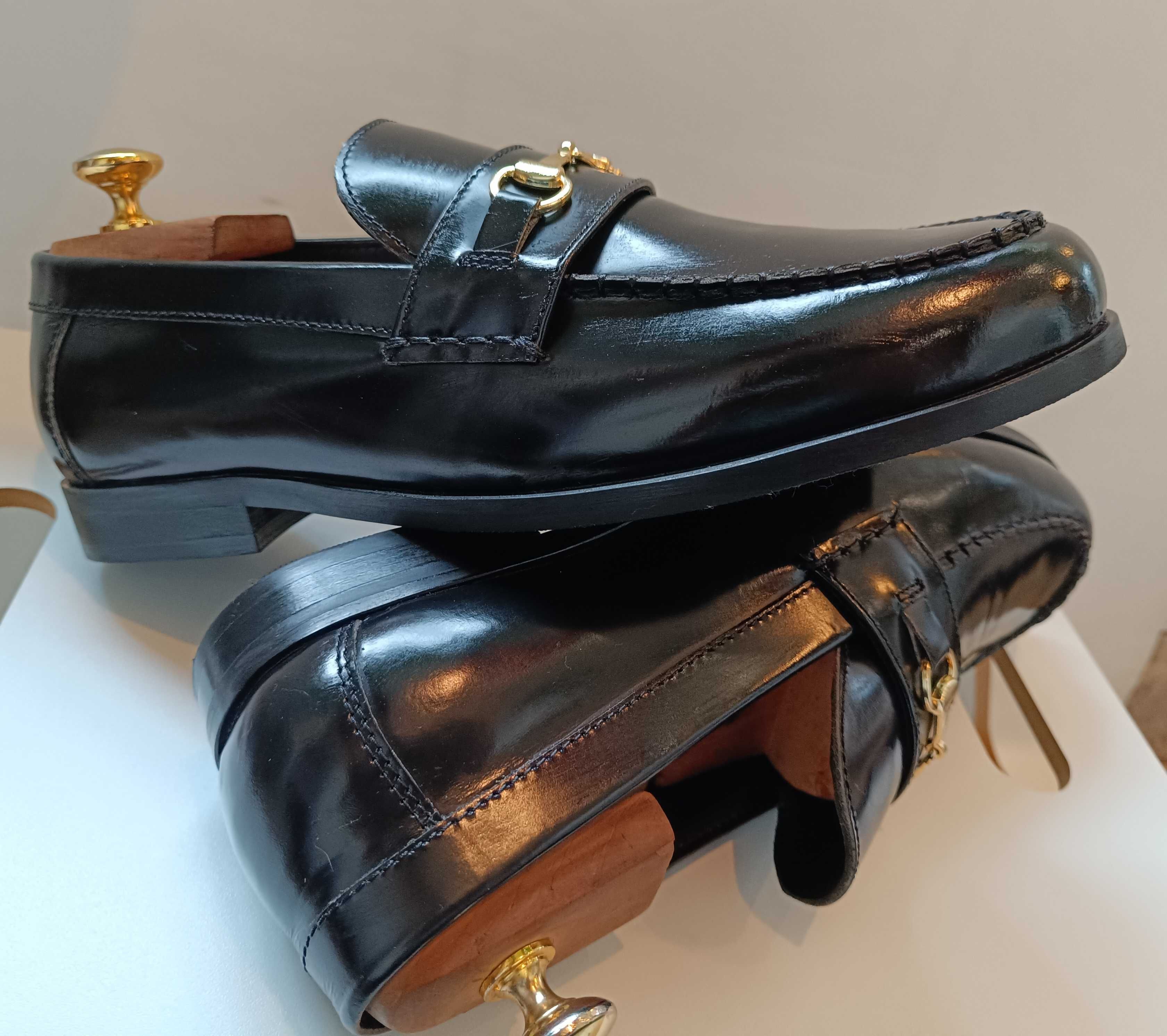 Pantofi loafer 42 42.5 premium ZIGN NOI piele naturala lucioasa