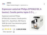 Espressor automat Philips EP3362/00, 6 bauturi, Alb