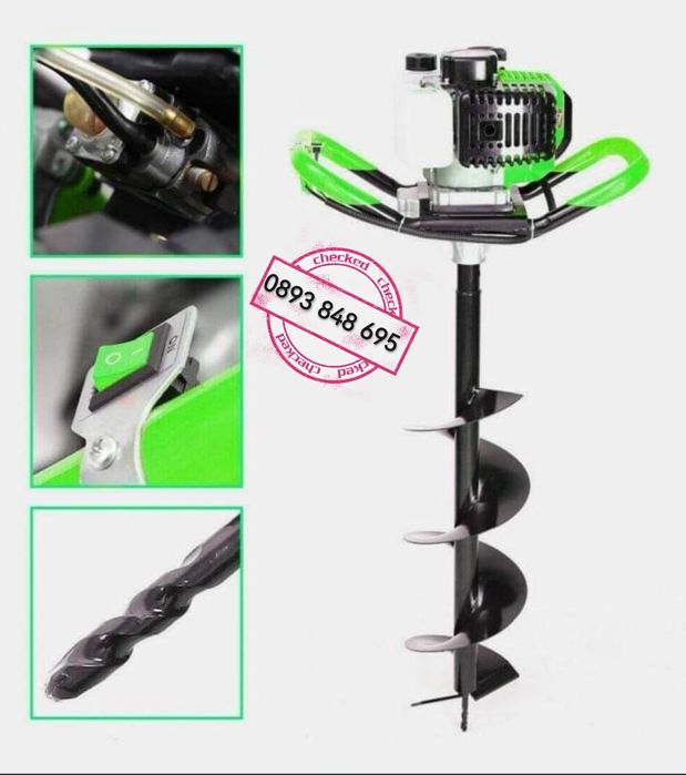 Бензинов Свредел STAHLMAYER 72кубика гум дръжки + 200мм бургия