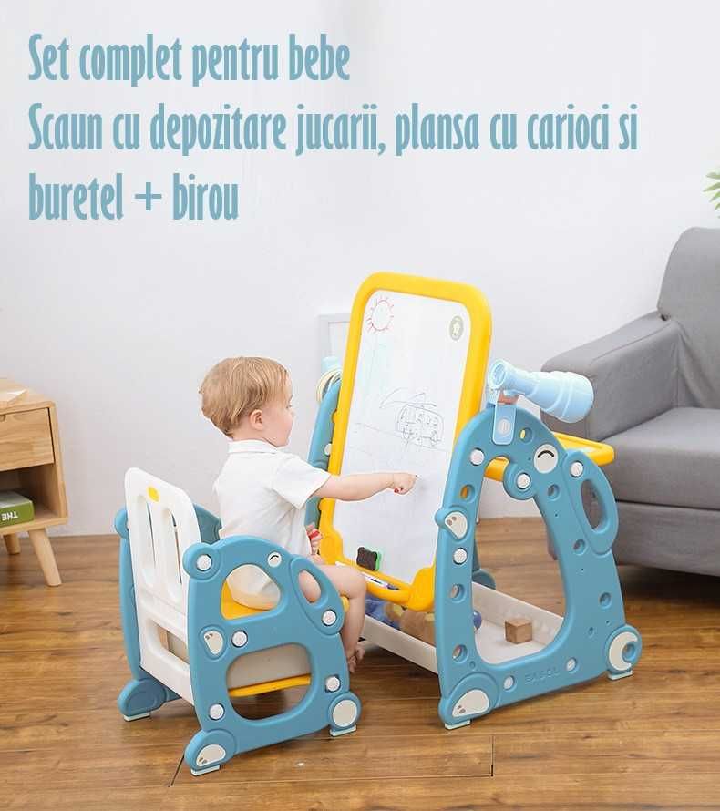 Set copii format din birou, plansa cu carioci/burete, scaun+depozitare