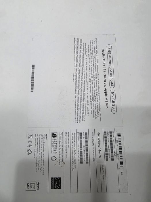 MacBook Pro 14" cu cip Apple M3 PRO  18GB 512GB SSD Garantie IMPECABIL