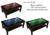 Masă infinity 3D luminată, masa led, măsuta cafea, masă living,