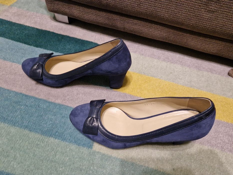 Pantofi dama, piele intoarsa, bleumarin, marime 37