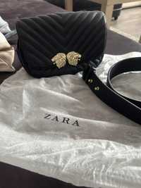 Кожена чанта с дълга и къса дръжка Zara