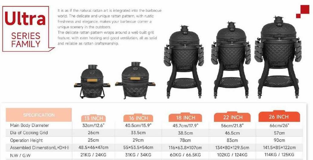 22" Керамично барбекю KAMADO GRILL EGG пълен комплект *New Model 2025*