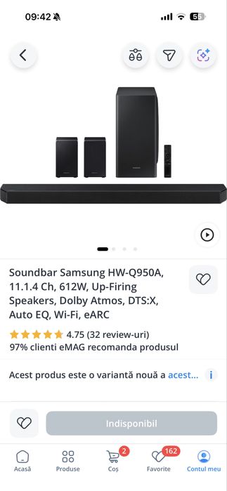 Soundbar Samsung HW-Q950A, 11.1.4 Ch, dolby atmos, eARC, DTSX