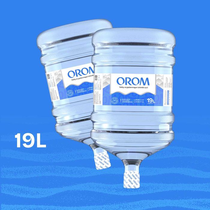 Tabiiy 19L OROM suvi – Sifatli va tez yetkazib beriladigan suv