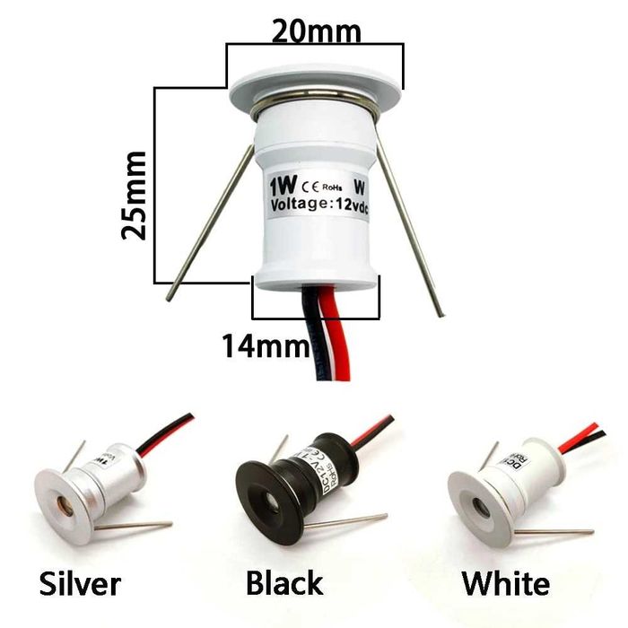Mini Spoturi LED  Încastrată 9 Bucăți 12V 1W, Spot, Lumină de Tavan