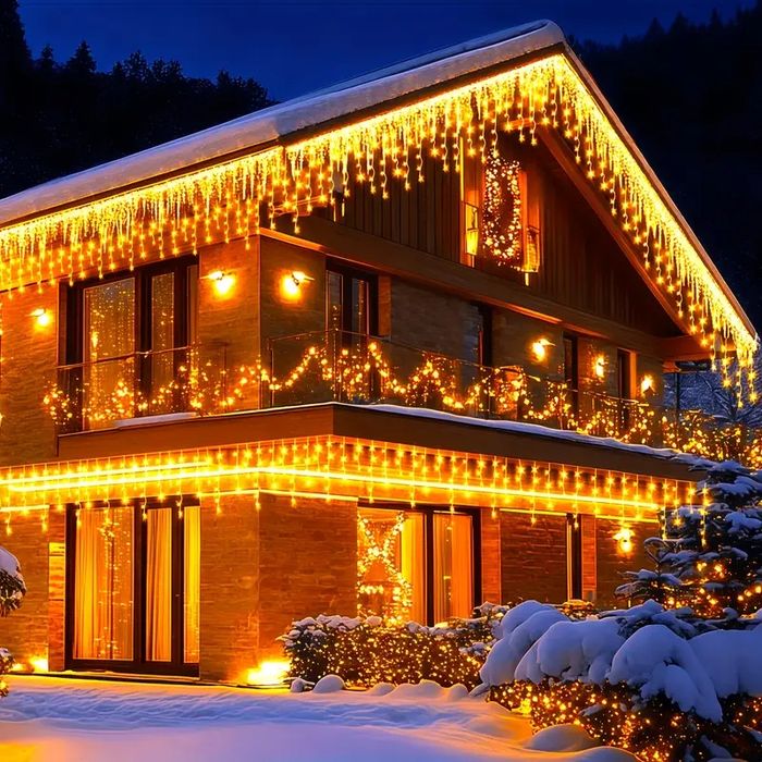 12метра Коледна Инсталация Висящи Лампи Тип Висулка