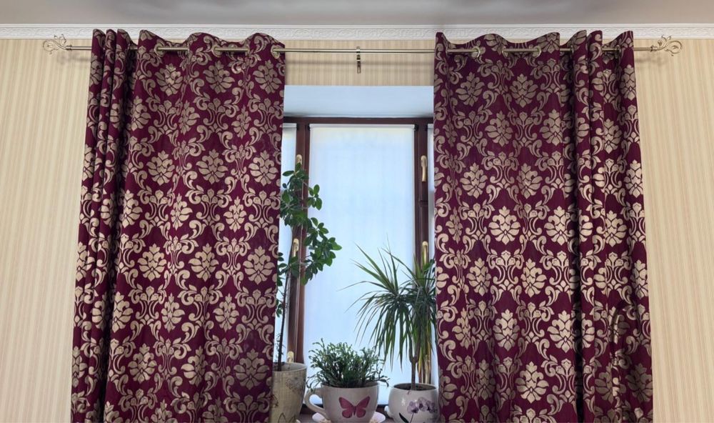 1 пара Занавески с карнизом 10000тг наличие 3 пары Ткань Турецкий