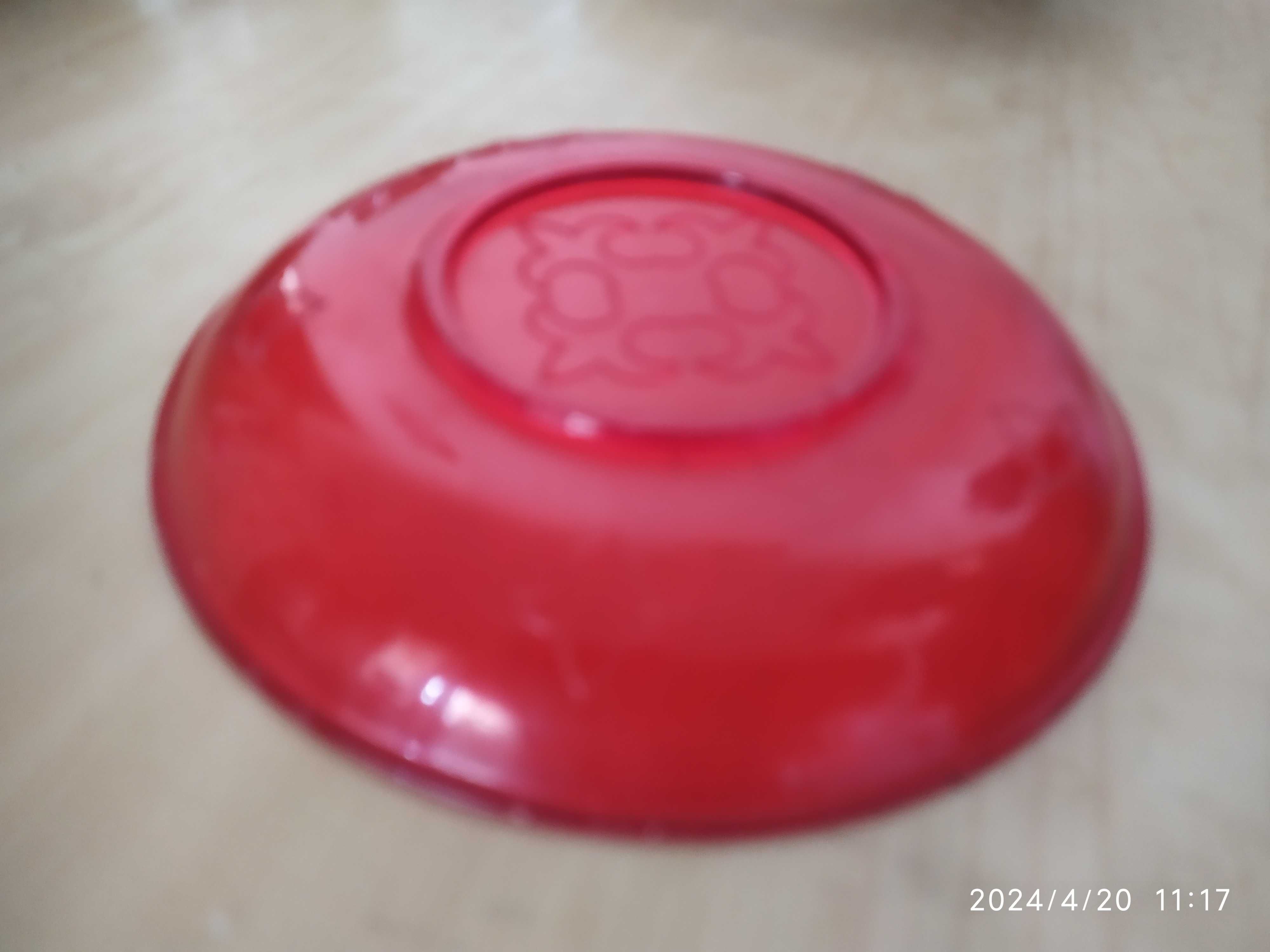 Сувенир красная тарелка пластик с казахским орнаментом