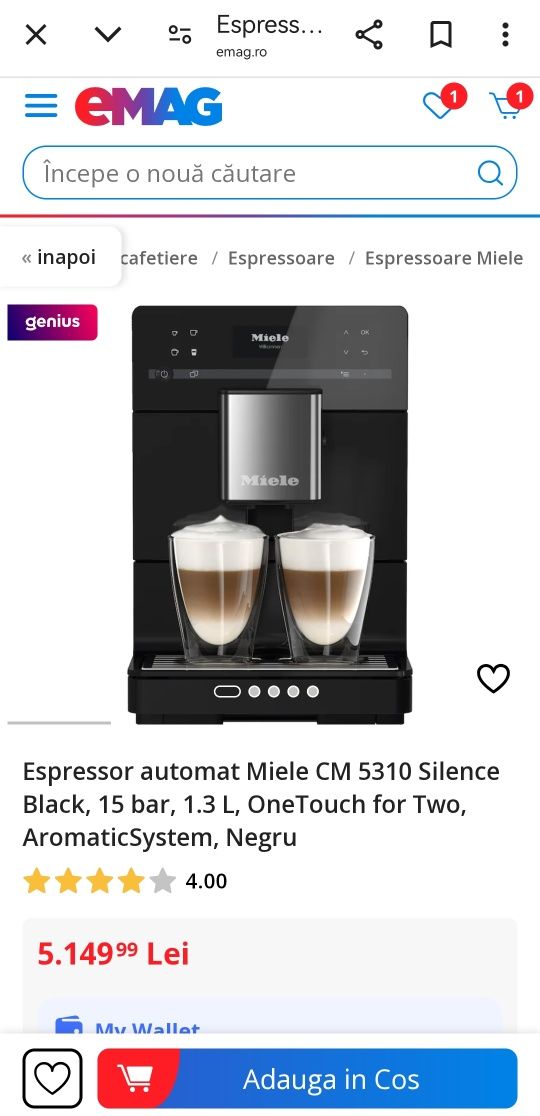 Espressor, aparat de cafea Miele Cm 5310 silence