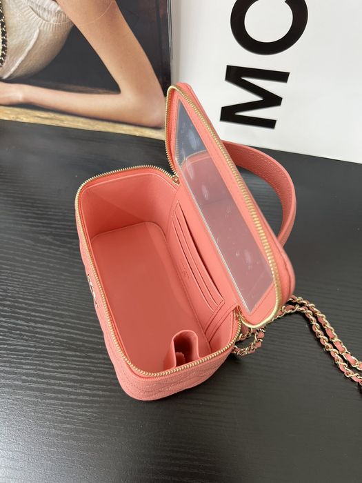 Geanta Chanel Vanity 17cm roz, tip Premium