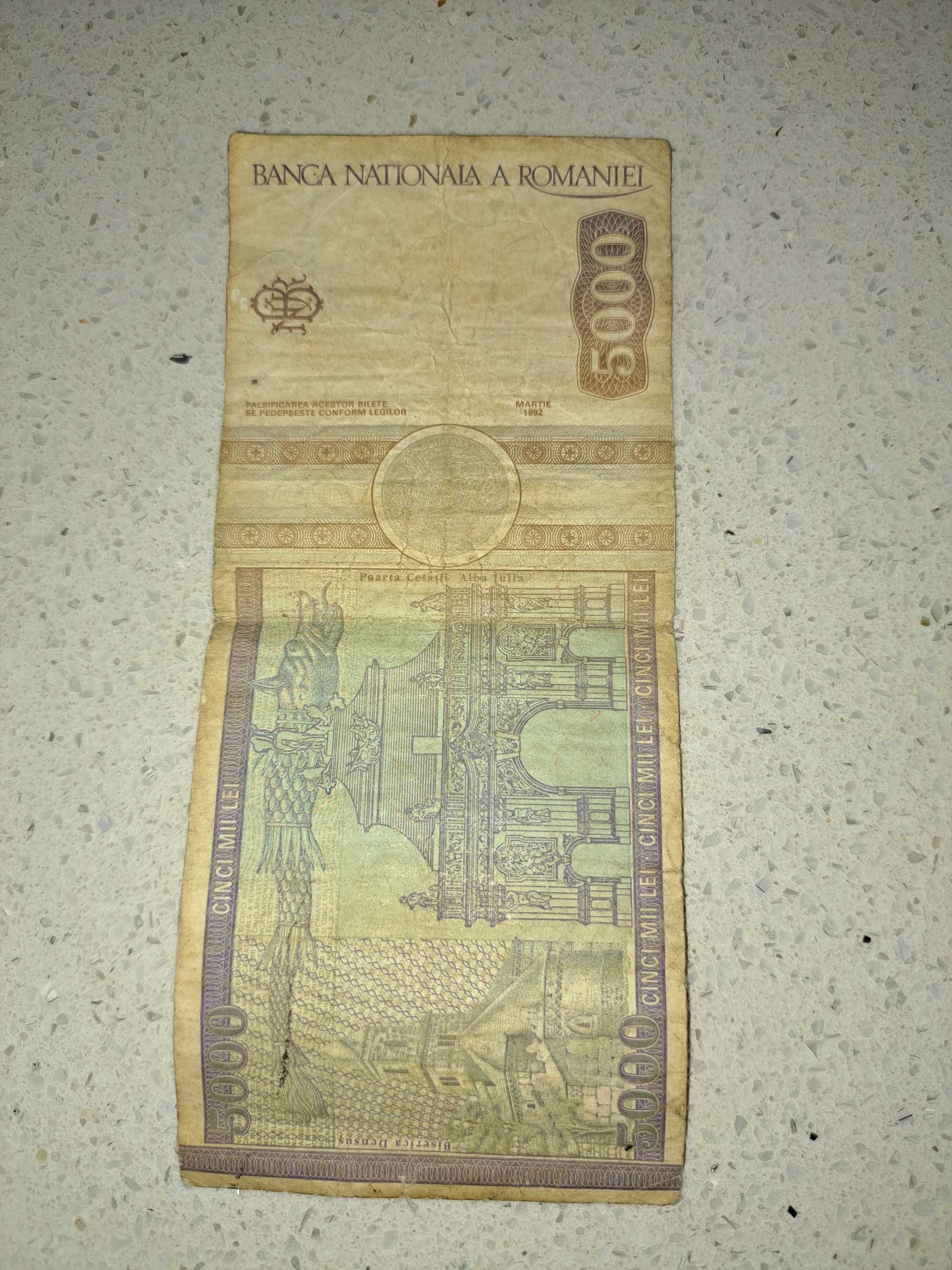 bancnota 5000 lei cu Avram Iancu, Martie 1992