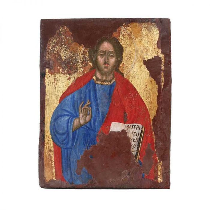 Icoană pe lemn „Iisus Pantocrator”, șc. grecească, jum. sec. XVIII