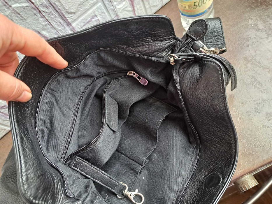 дамска чанта,черна торба-естествена кожа