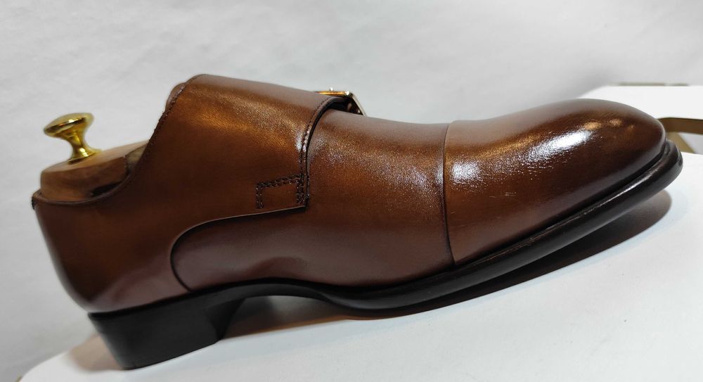 Pantofi monk 40.5 41 premium ZARA NOI piele naturala maro