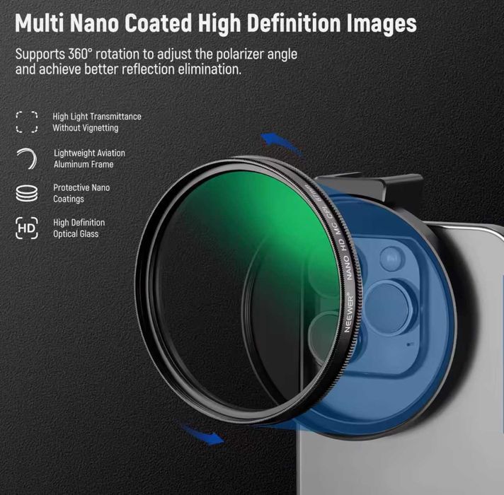 Filtru CPL HD Neewer 67mm (iphone, samsung, etc.)
