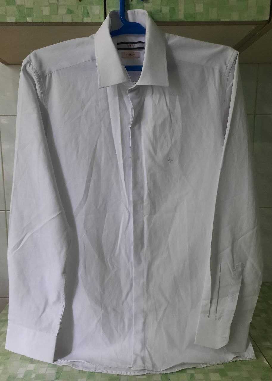 Голубая+Белая Мужская РУБАШКА Х/Б фирма Zara и Abb 2XL 48 из Турции