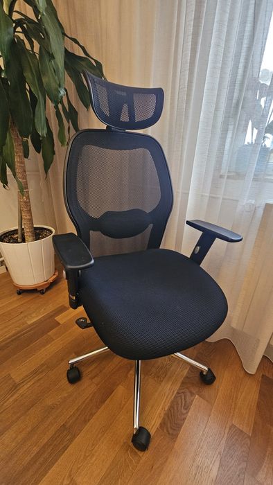 Birou 120x60  cu rollbox, scaun birou ergonomic si veioza