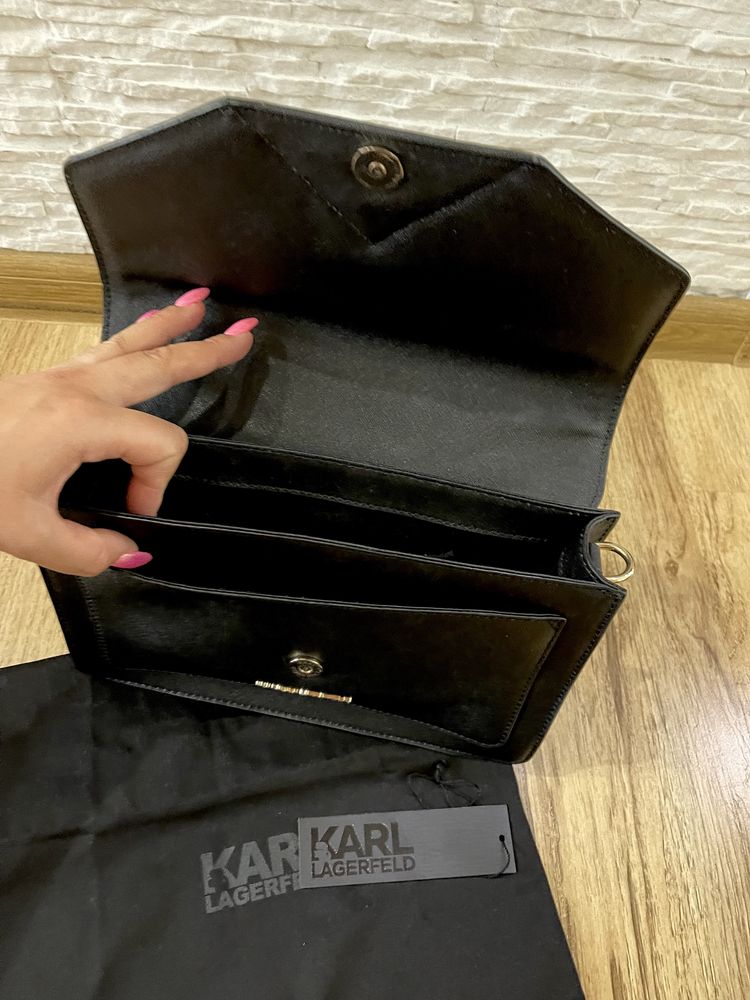 Уникална чанта Karl Lagerfeld, 100% Естествена Кожа, 100% Оригинал