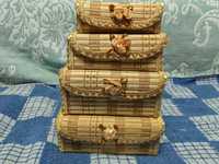 Набор шкатулок из бамбука плетеная коробка для подарка сундук