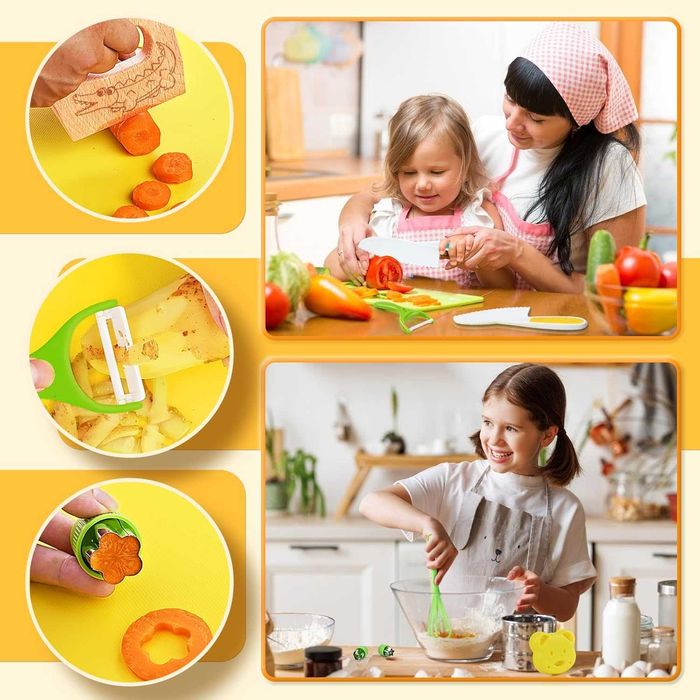 Комплект кухненски ножове за деца за истинска кухня 17части, Монтесори