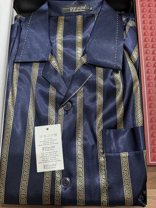 Pijama satin bleumarin