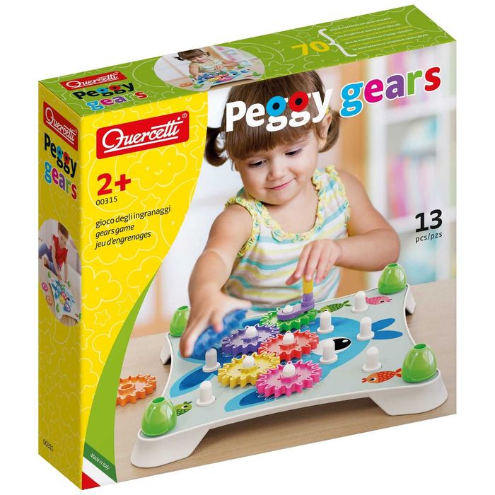 Детска игра със зъбни колела Quercetti - Peggy Gears, 13 части