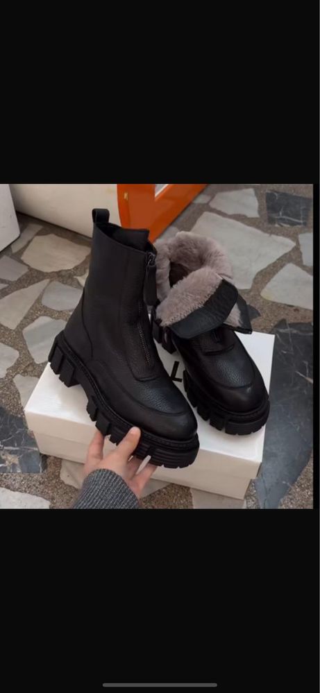 Сапоги зимние кожаные