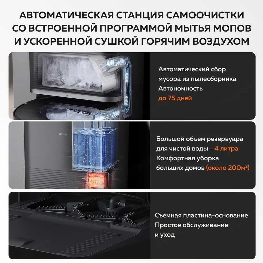 Умный Робот-пылесос с базой Xiaomi X20 Max с автономностью до 75 дней