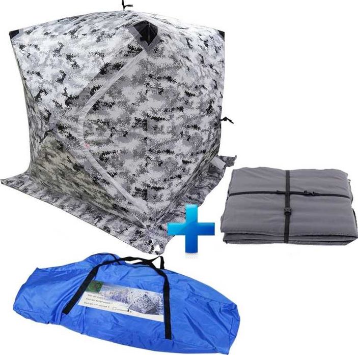 Палатка VitFishing Куб VIT-2401 трехслойная камуфляж + пол утепленный