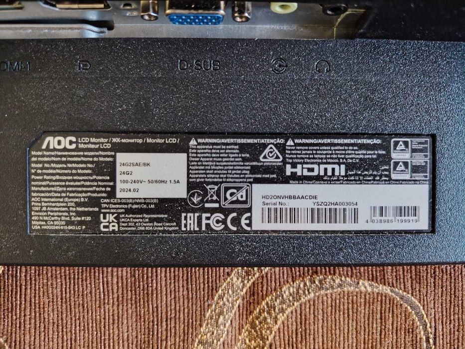 Vand Monitor AOC 24G2SAE/BK 165hz AMD Freesync + cutie originala!