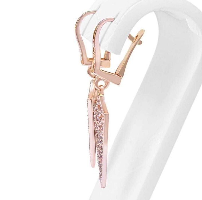 Cercei - 14 ct. Aur roz -  cu 132 diamante 0.50 tw. Roz