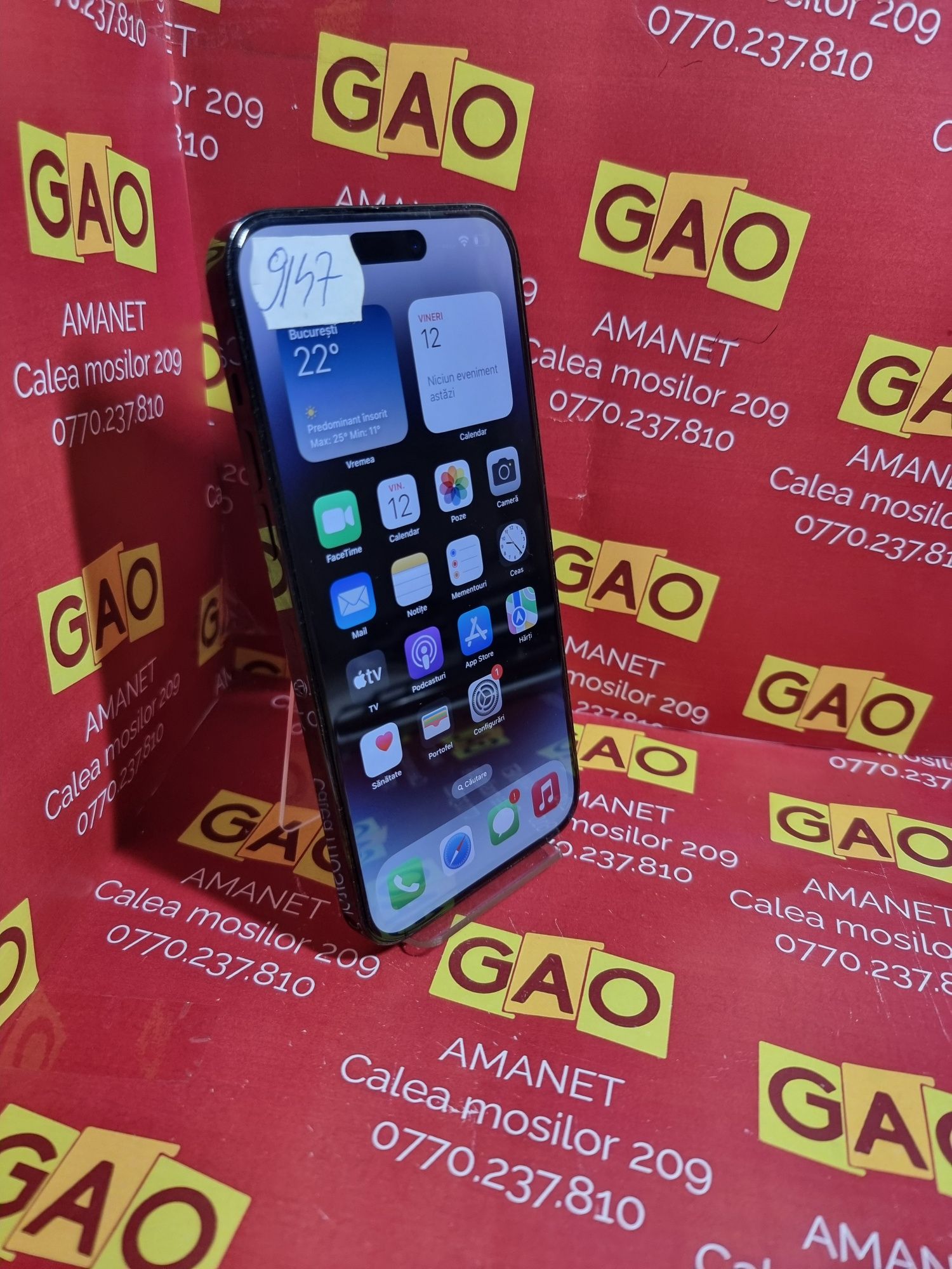 GAO AMANET - iPhone 14 Pro Max, stocare 128gb, liber de retea, bat 100