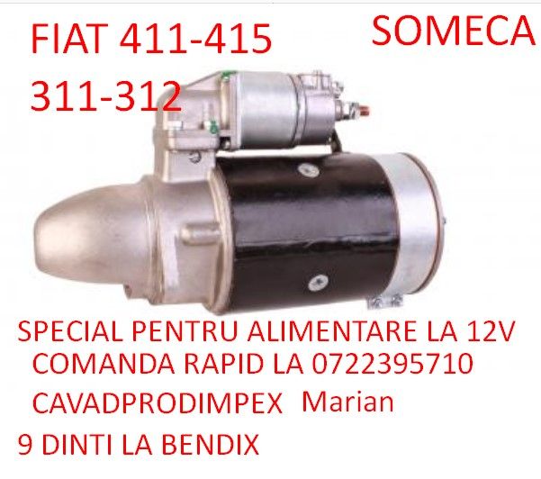 Electromotor NOU la 12volt reductor tractor Fiat312,315,411,415