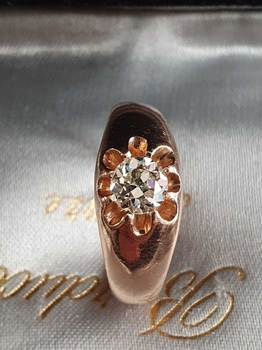Inel unisex ghiul Gypsy aur roz diamant natural taietura veche 0,52CT