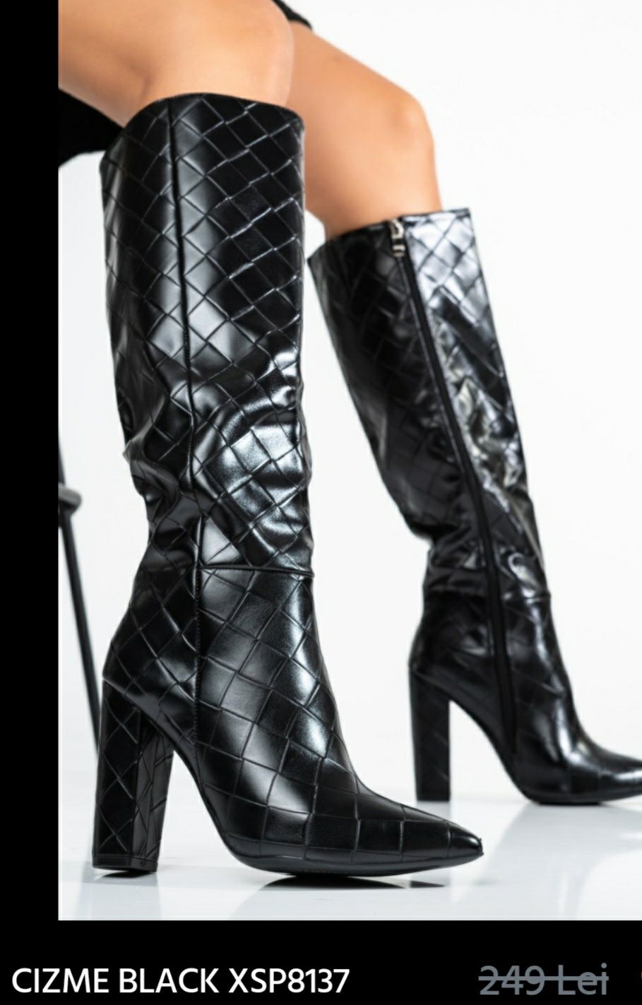 Cizme negre lungi piele ecologica superbe 39