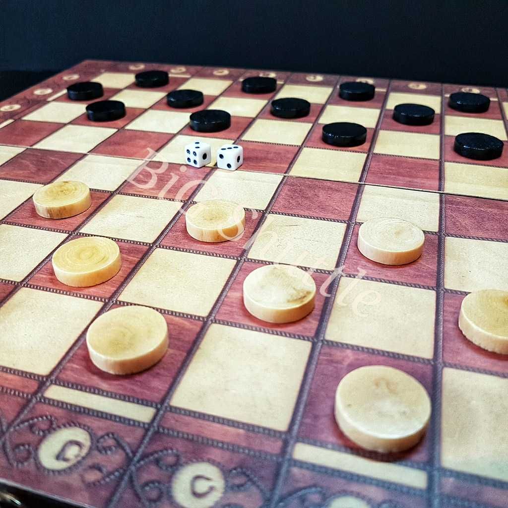 Деревянный набор игр 3 в 1 – Шашки Шахматы Нарды