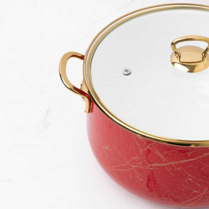 Тенджера Goldmann GM 8017-26R, 26x16см.\8.5л., Емайл,Червена