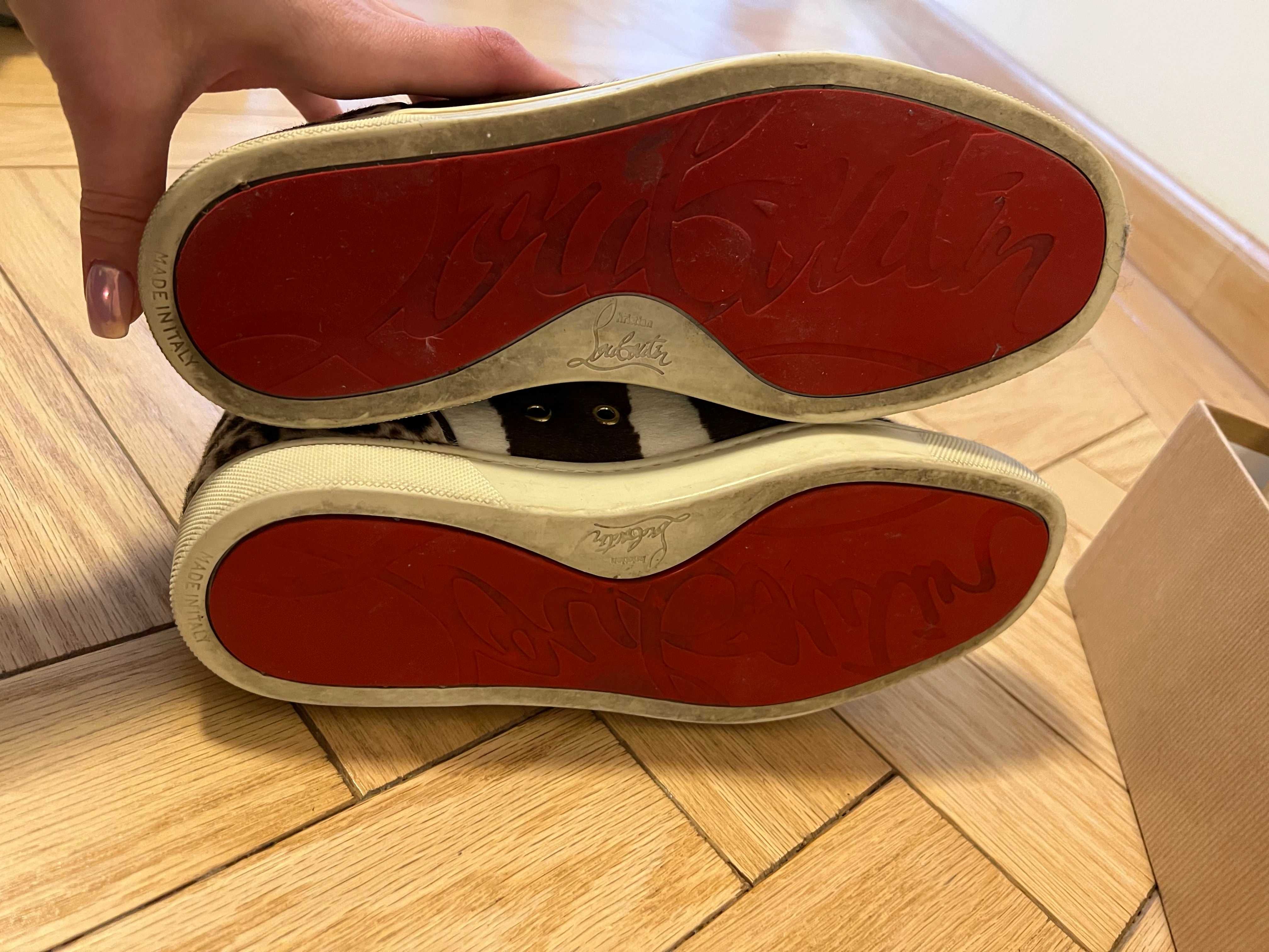 Sneakers Louboutin ORIGINALI 39 leopard zebra din piele de ponei