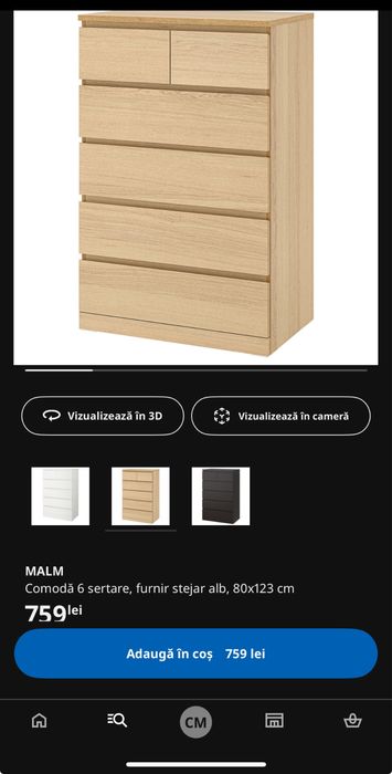 Comoda Ikea model Malm cu 5 sertare